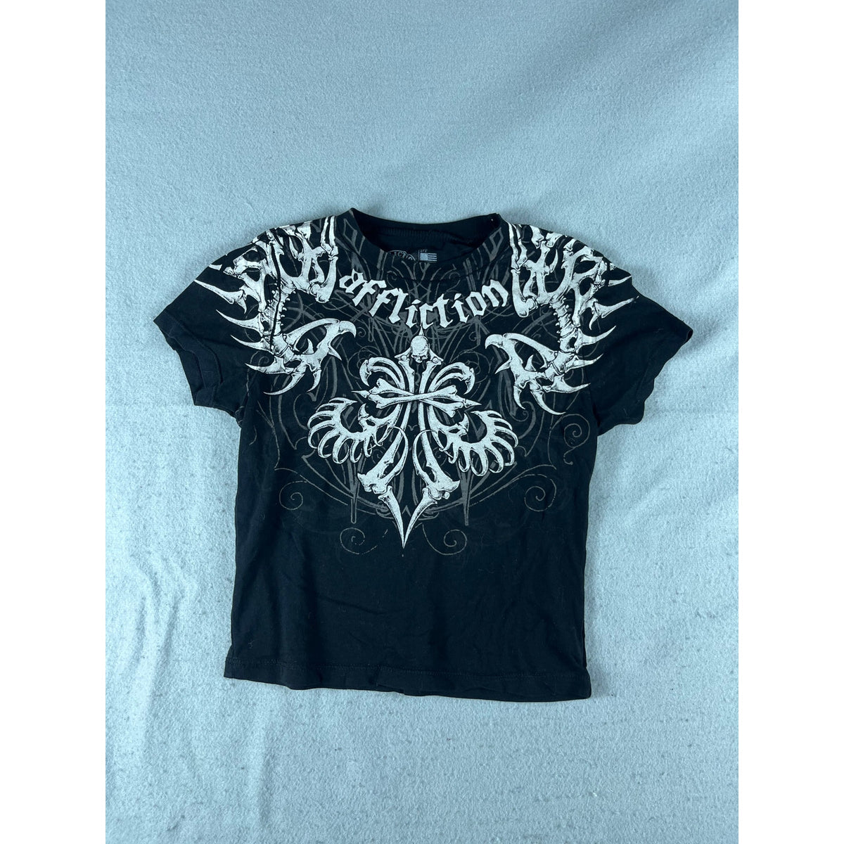 Affliction Skull Cross Grunge Y2K Top Womens - S