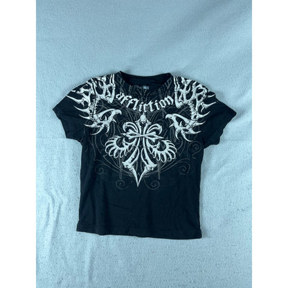 Affliction Skull Cross Grunge Y2K Top Womens - S