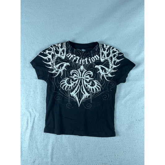 Affliction Skull Cross Grunge Y2K Top Womens - S