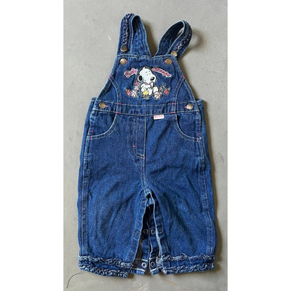 Vintage Y2k Baby Snoopy Denim Overalls - 6/9M