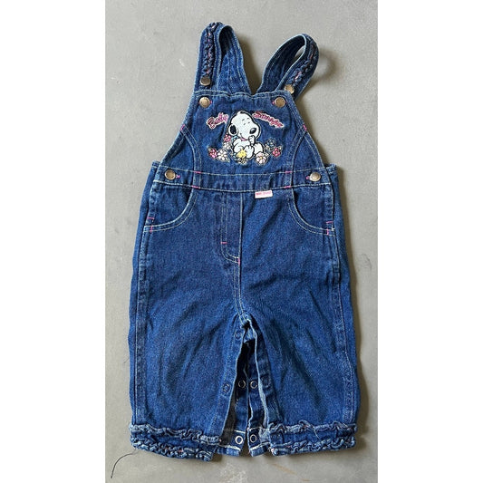 Vintage Y2k Baby Snoopy Denim Overalls - 6/9M
