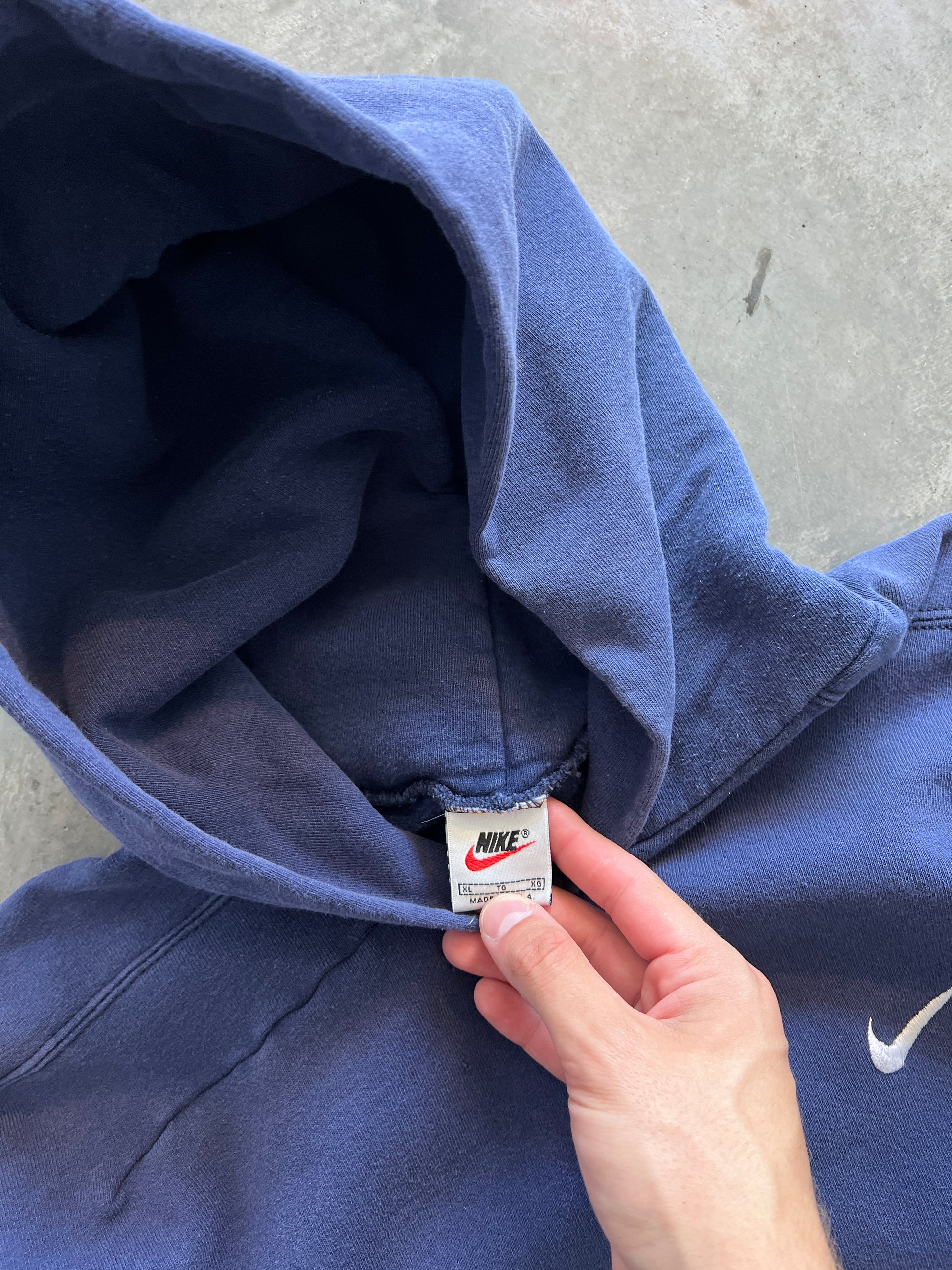 Vintage Navy Blue Nike Side Swoosh Hoodie - L
