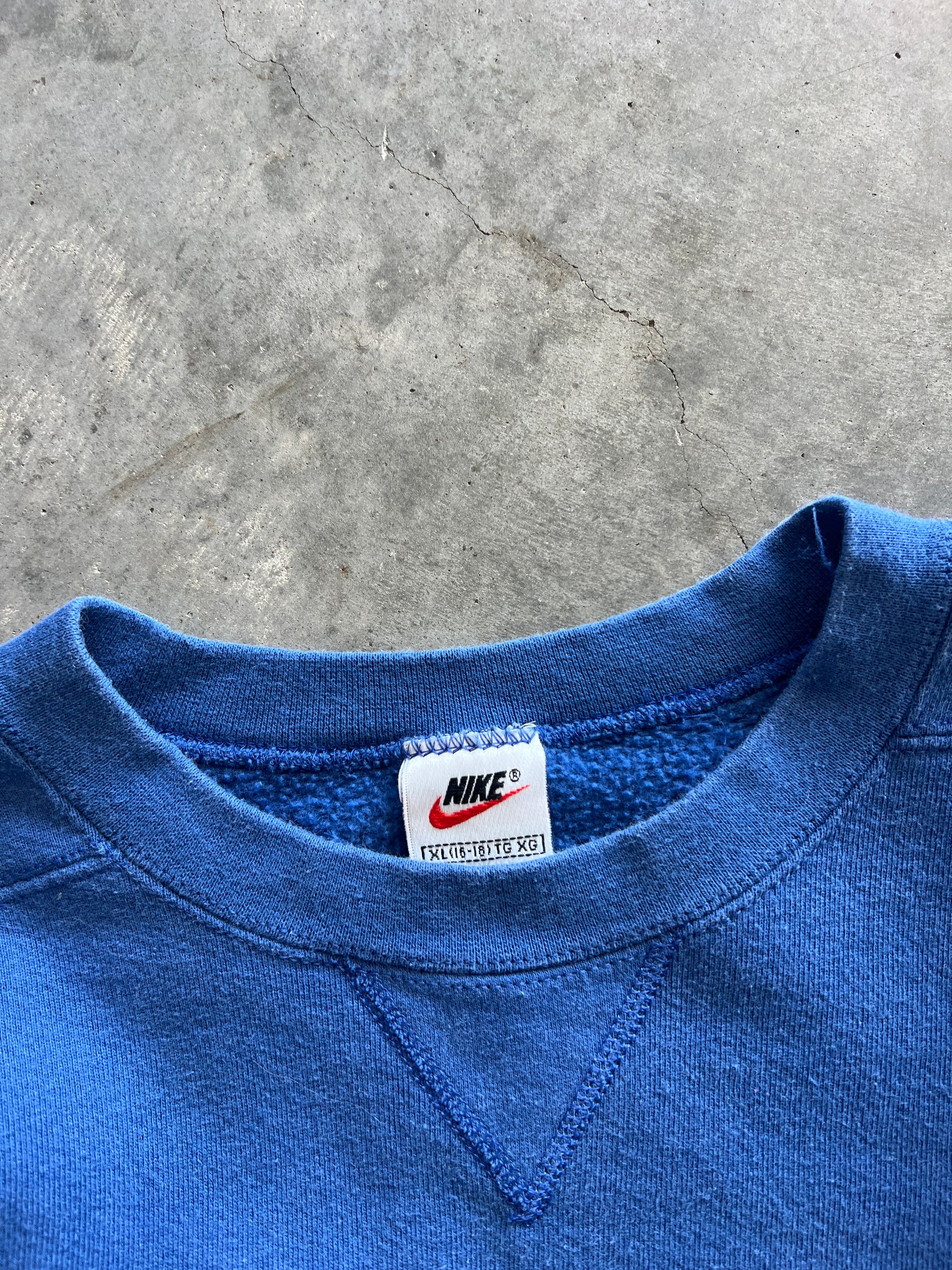 Vintage Blue Nike Swoosh Crew - XL