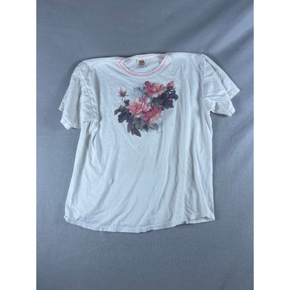 Vintage Peony Rose Floral T-Shirt Womens - XL