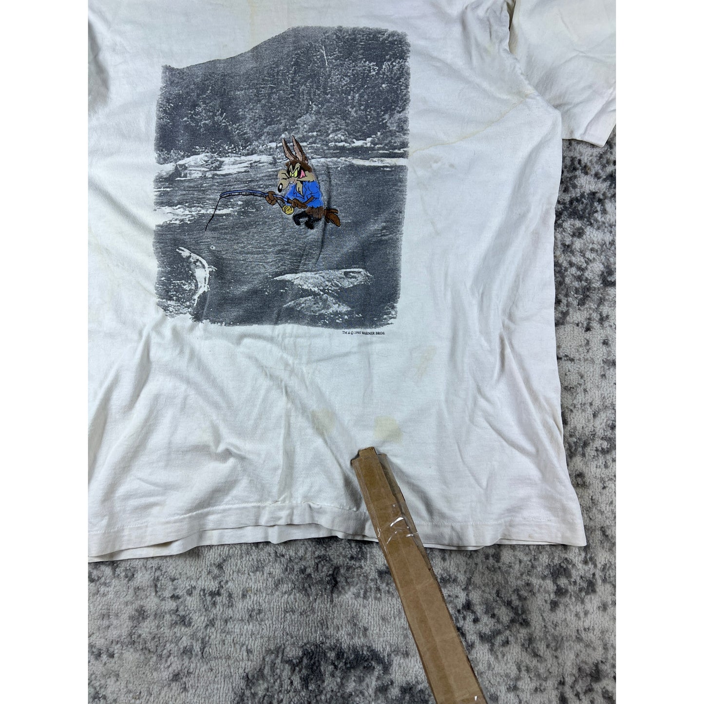 Vintage 1995 Wile E Coyote Fishing T-Shirt - XL