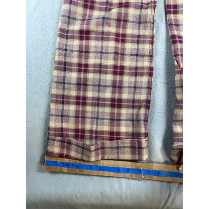 Vintage Womens High Waist Plaid Wide Leg Trousers - 23x31