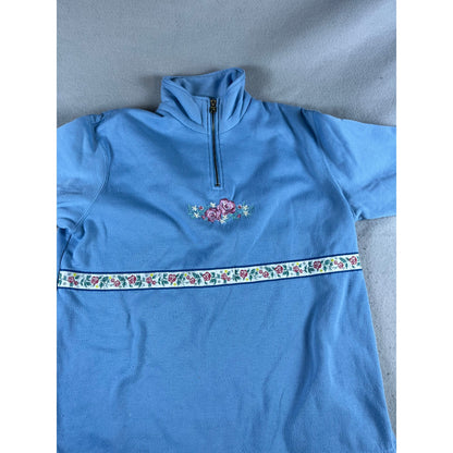 Floral Embroidered Fleece Sweatshirt - XL