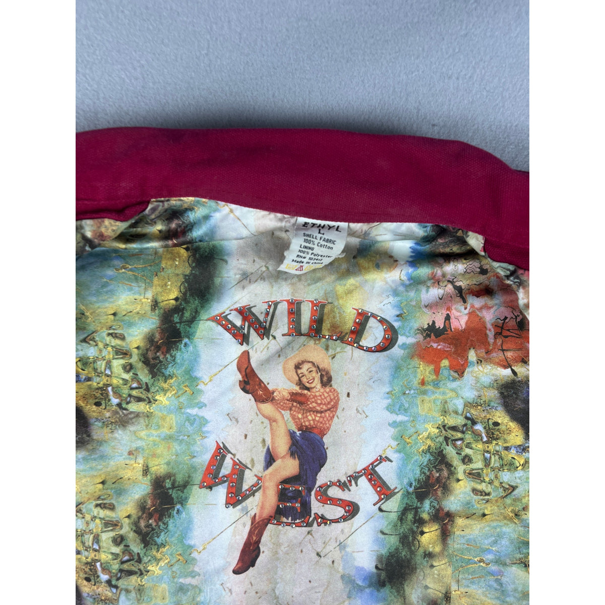 Vintage Ethyl Canvas Work Jacket Pinup Wild West Lining - L