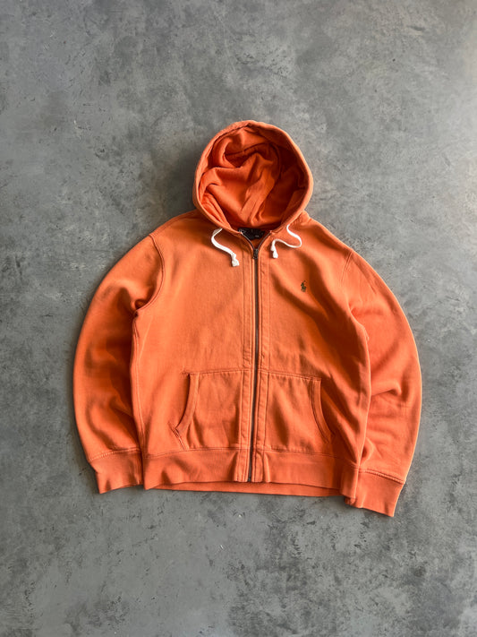 Vintage Faded Orange Polo Hoodie - L