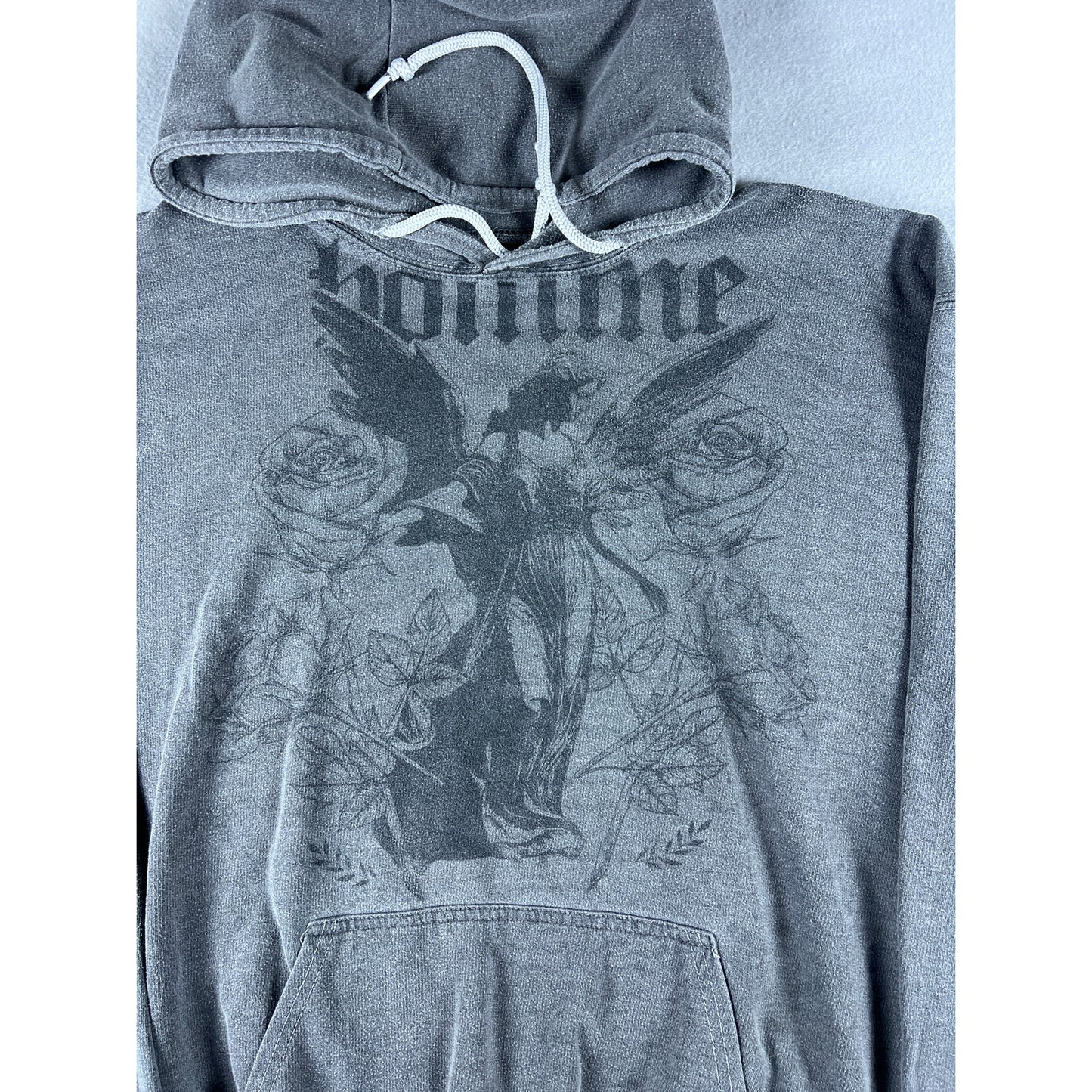 Vintage Angel Roses Gothic Y2K Hoodie Sweatshirt - L