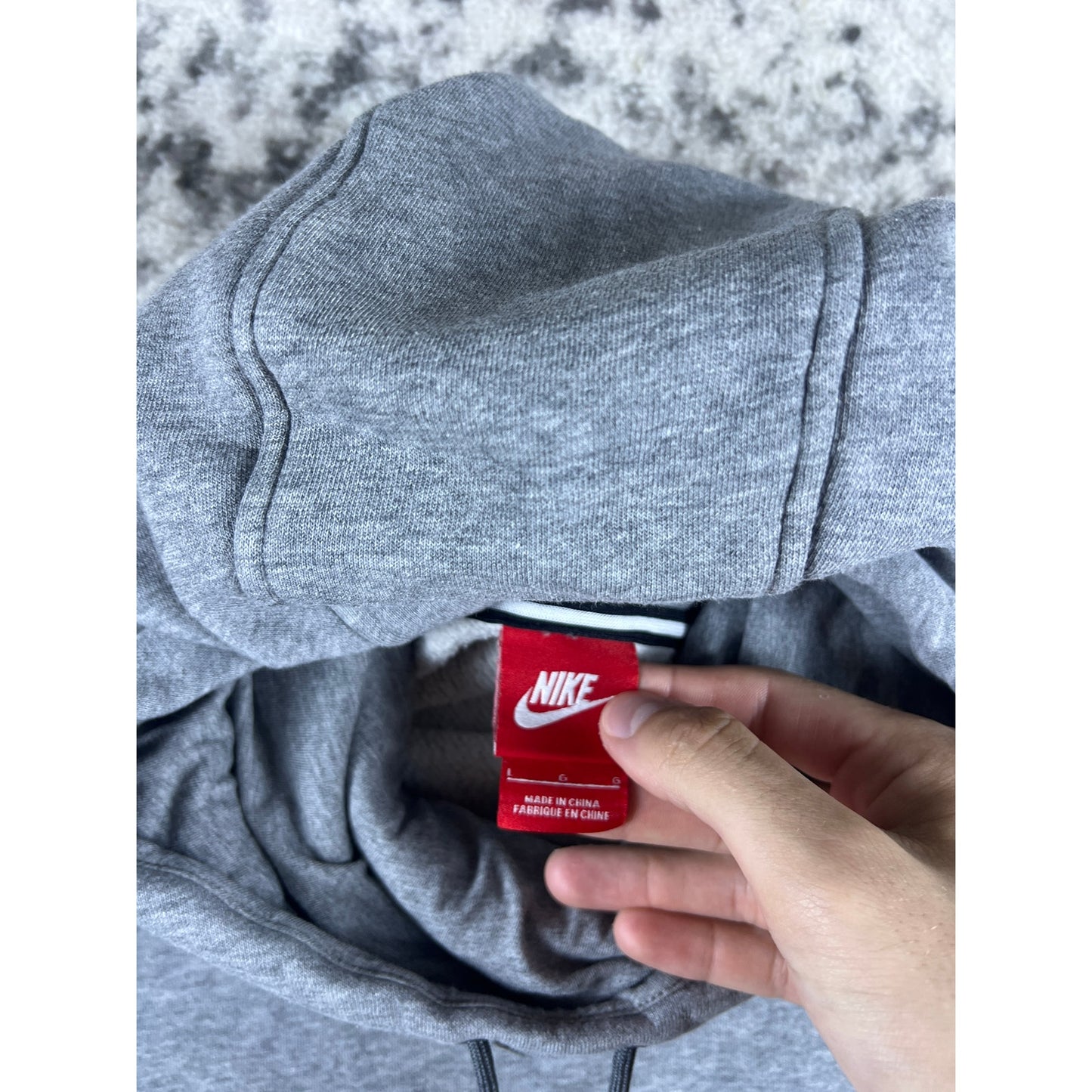 Grey Nike Spellout Hoodie - YL