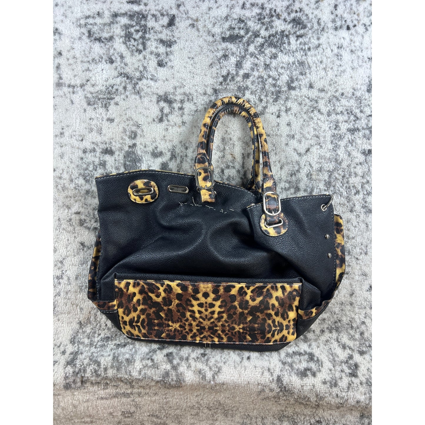 Vintage Black Lepord-Print Coach New York Tote Bag
