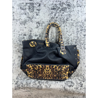 Vintage Black Lepord-Print Coach New York Tote Bag