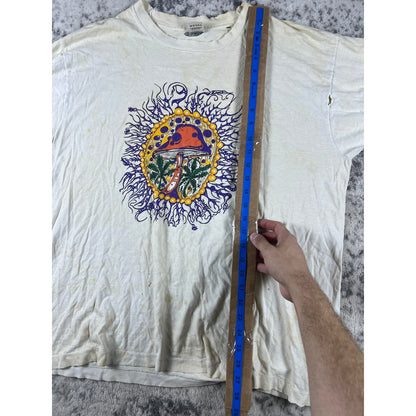 Vintage Mushroom Tree Graphic T-Shirt Mens XL Psychedelic Nature Art Tee