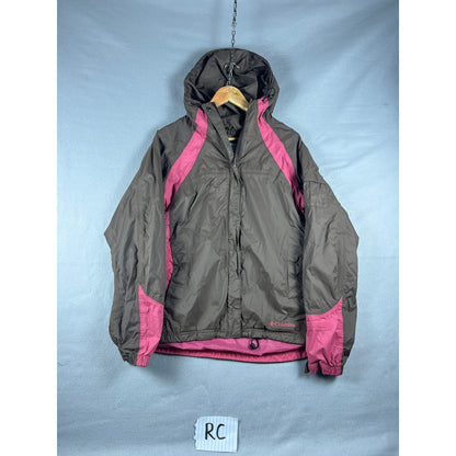 Columbia Jacket Windbreaker Women's Large Brown/Pink Lightweight Full Zip Hood