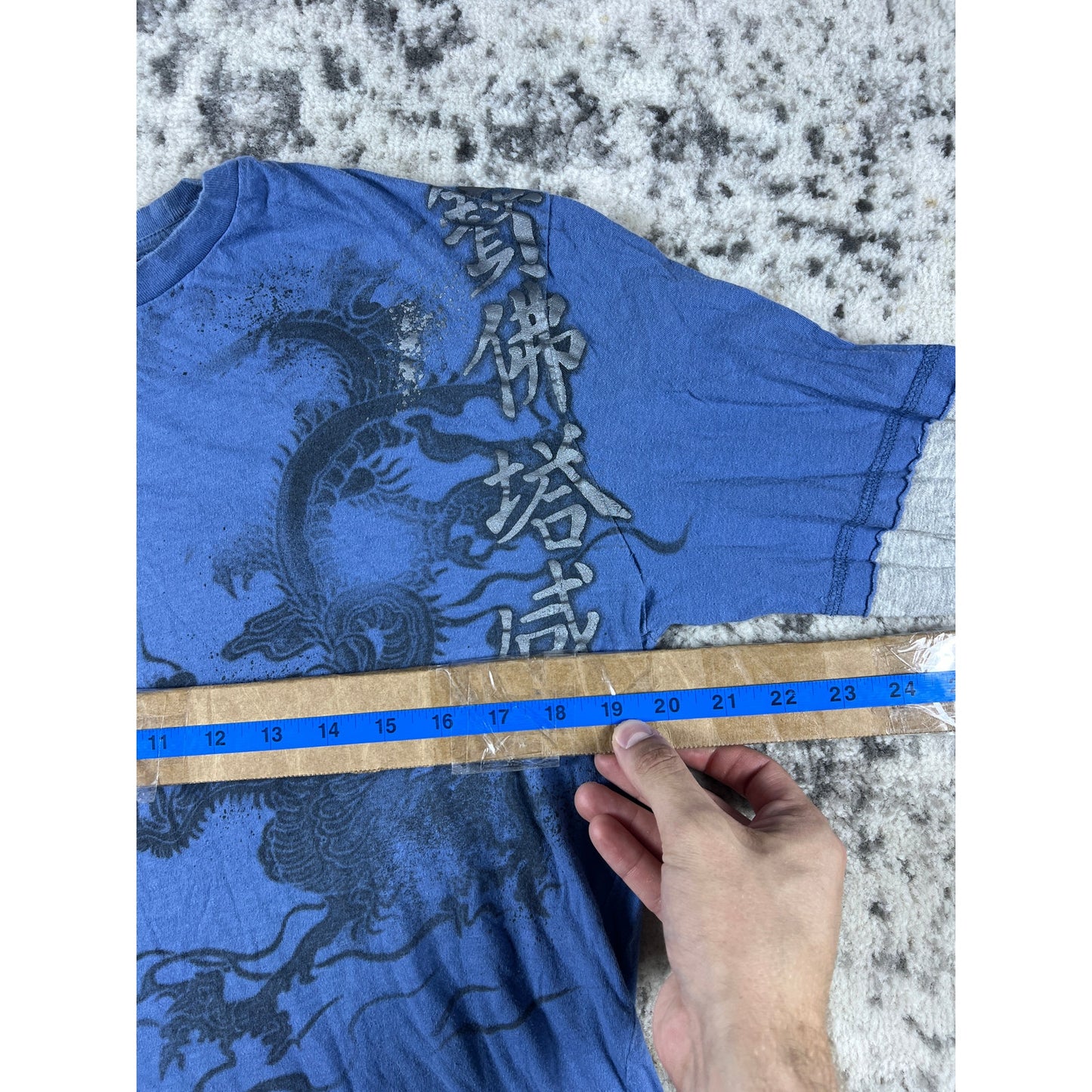 Y2k JNCO Style Longsleeve Blue Dragon Shirt - YL