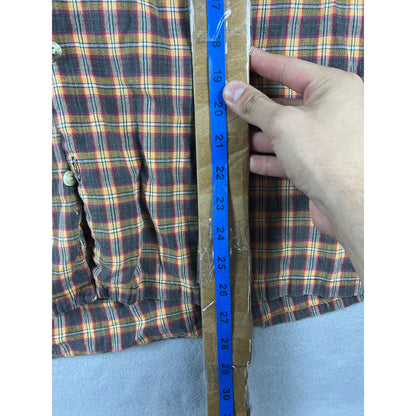 Outback Rider Plaid Orange Button Down Shirt - L