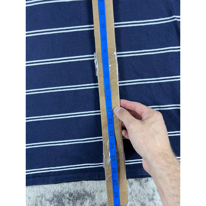 Vintage Navy Blue Puritan Striped Polo Shirt - L