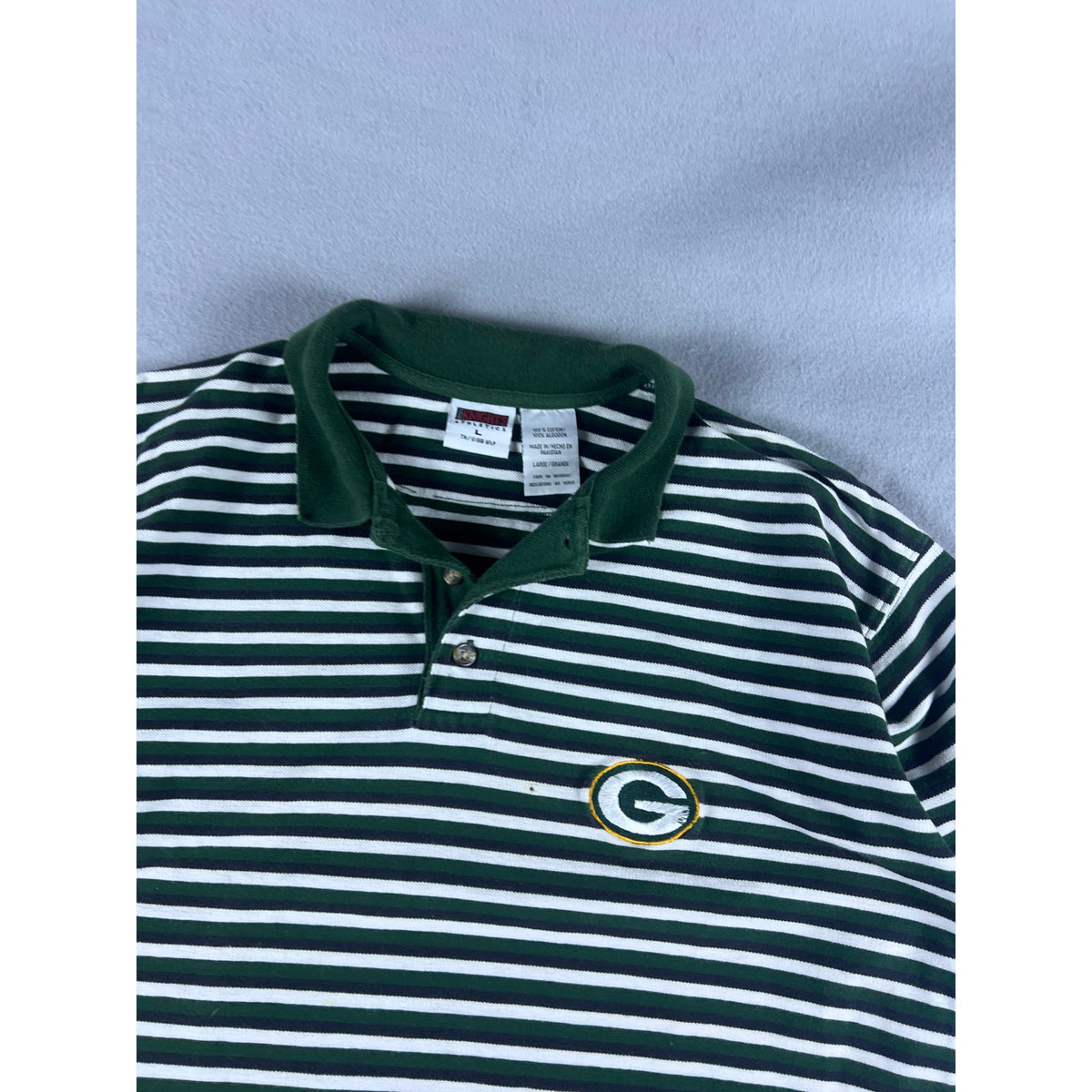 Vintage 90s Green Bay Packers Striped Polo Shirt - L