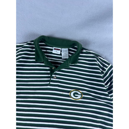 Vintage 90s Green Bay Packers Striped Polo Shirt - L