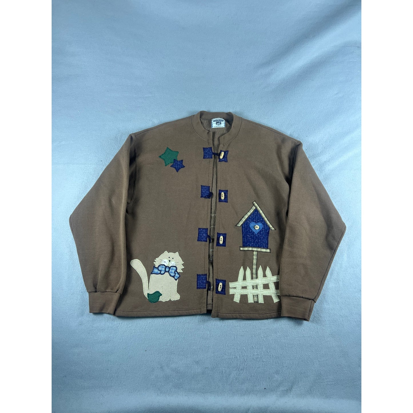 Vintage Lee Cat Birdhouse Fleece Cardigan Jacket Womens - XL