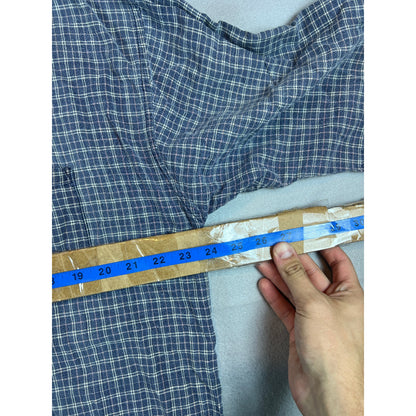 Vintage Blue Plaid Button Down Shirt - XL