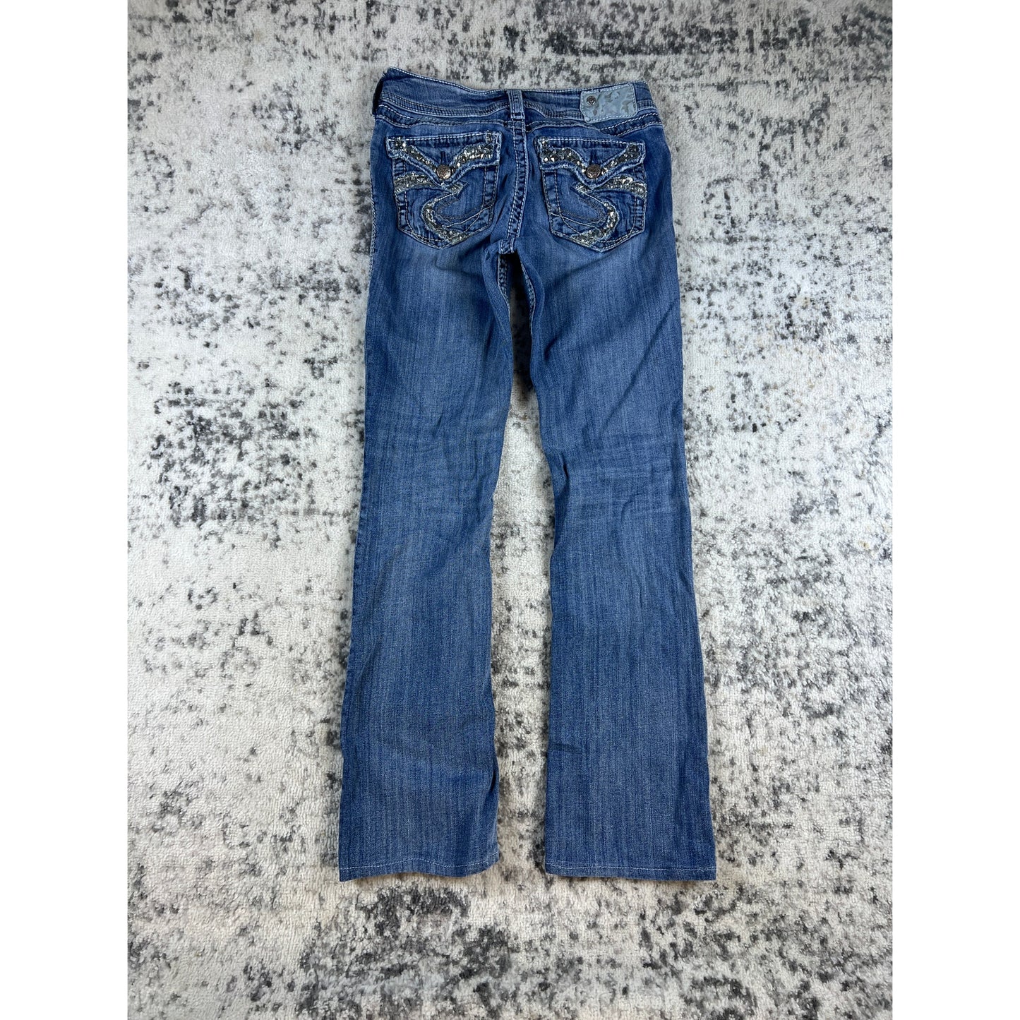 Silver Jeans Womens 27x33 Blue Suki Flap 17" Boot Thick Stitch Rockabilly Biker