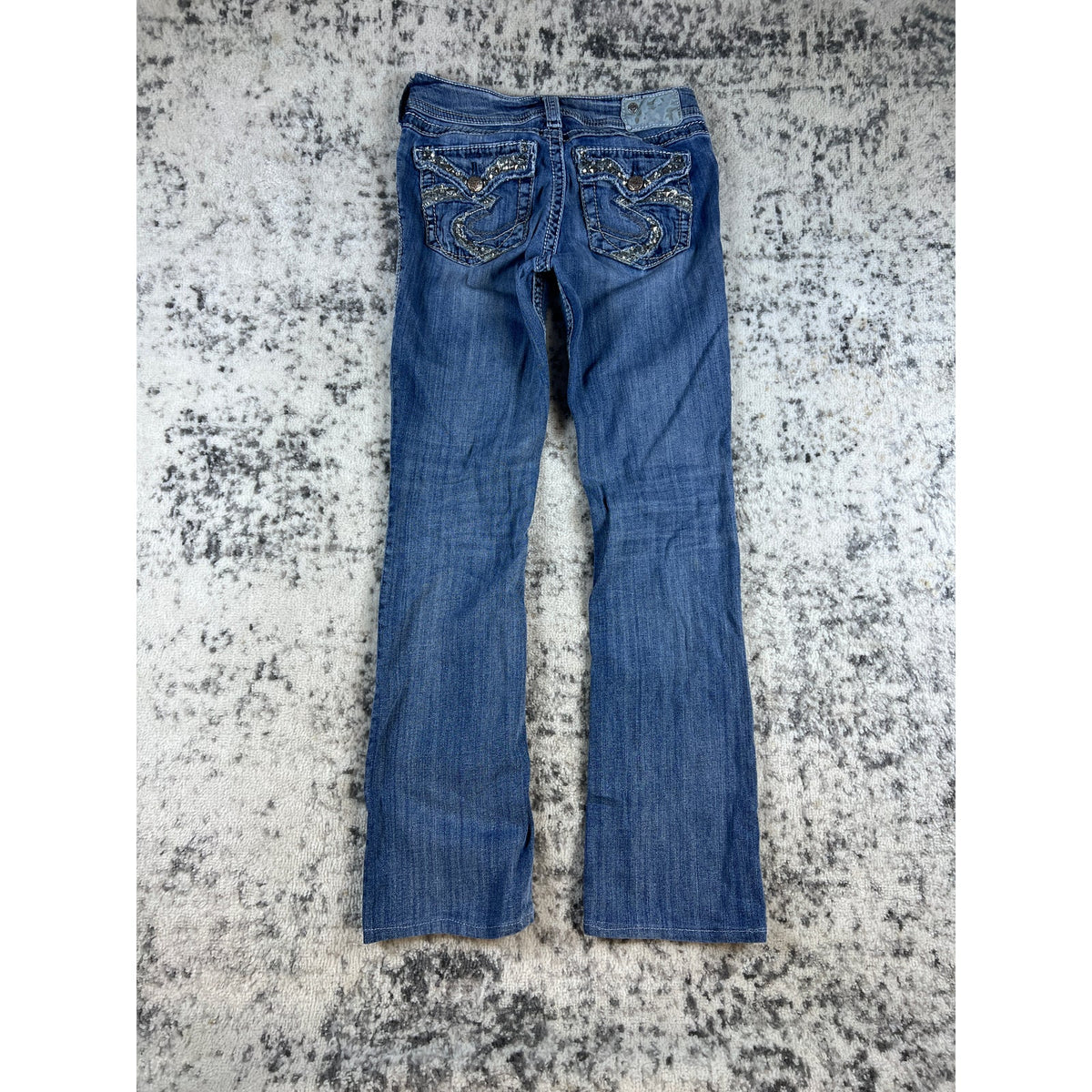 Silver Jeans Womens 27x33 Blue Suki Flap 17" Boot Thick Stitch Rockabilly Biker