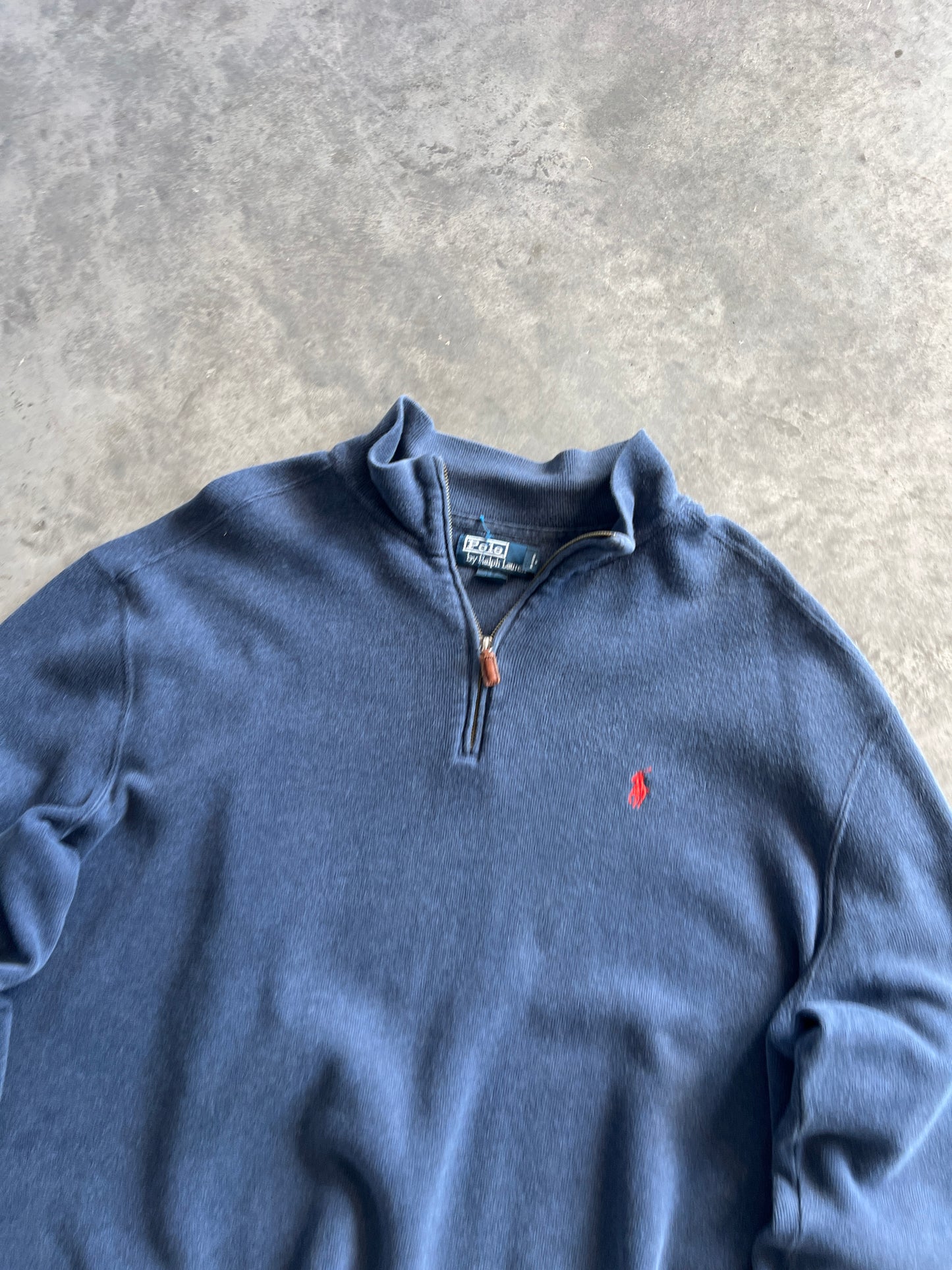 Vintage Dark Blue Polo Quarter Zip - XL