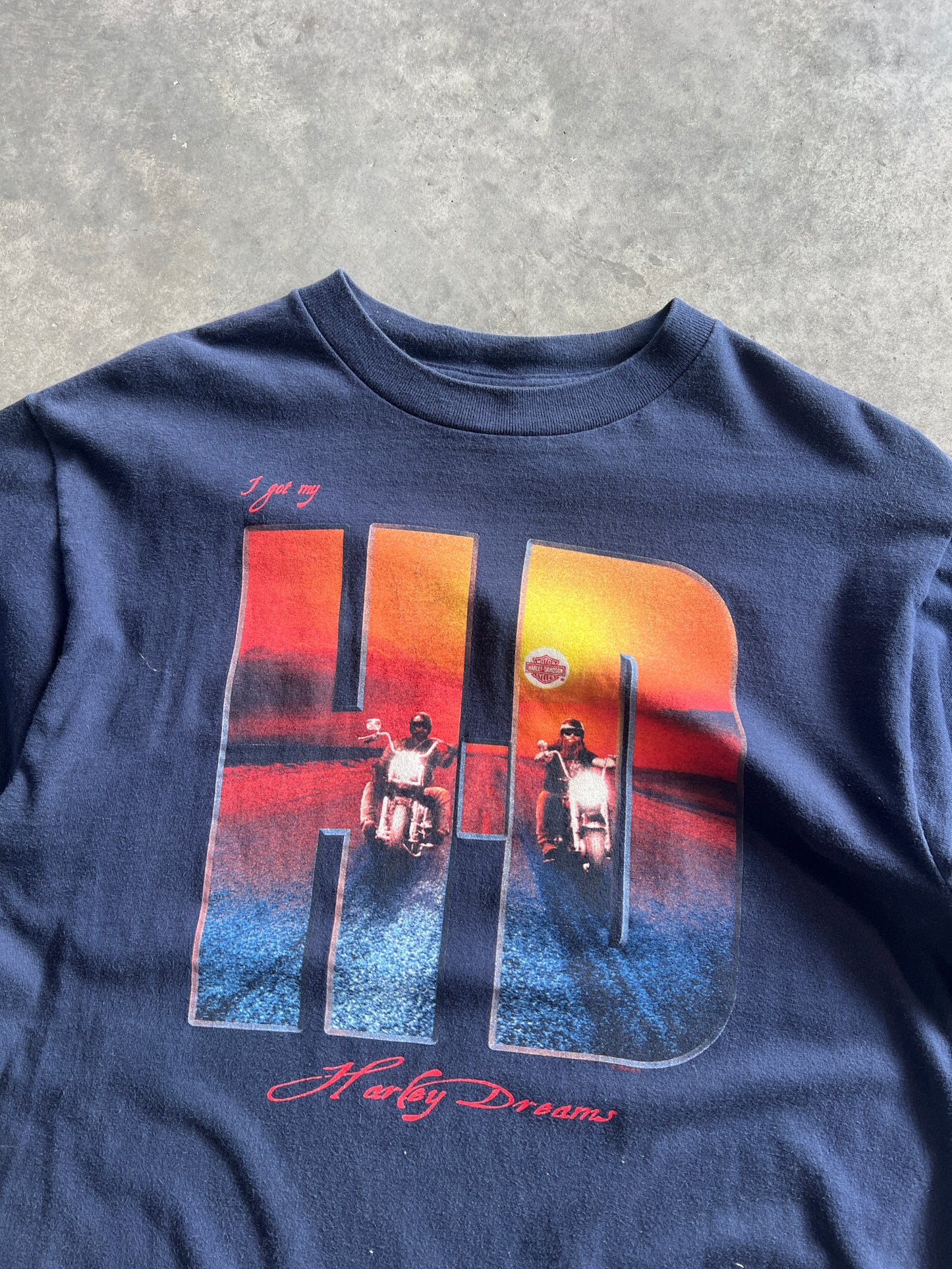 Vintage Navy Blue Harley Davidson Shirt - L