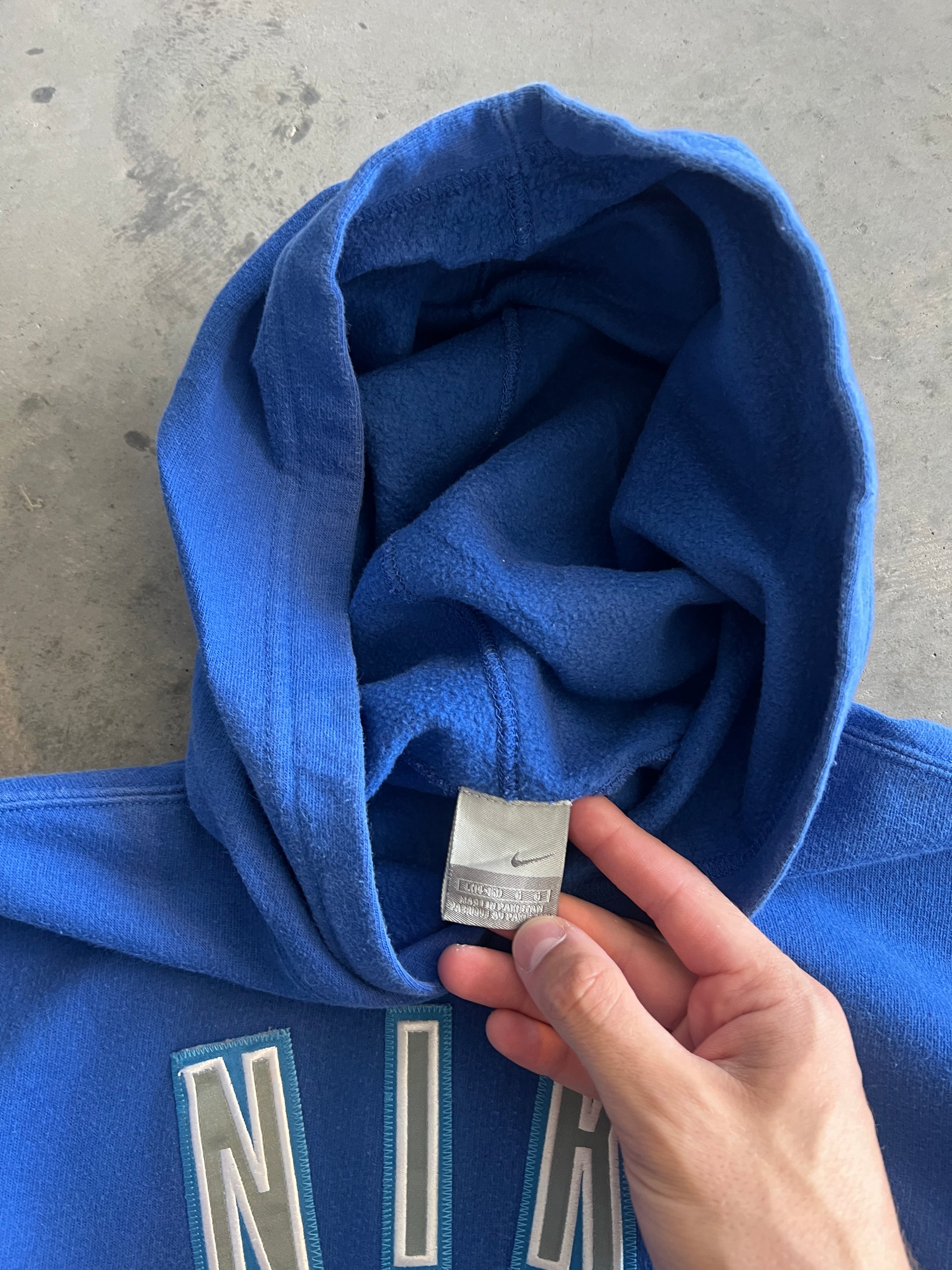 Vintage Blue Nike Spellout Hoodie - XS