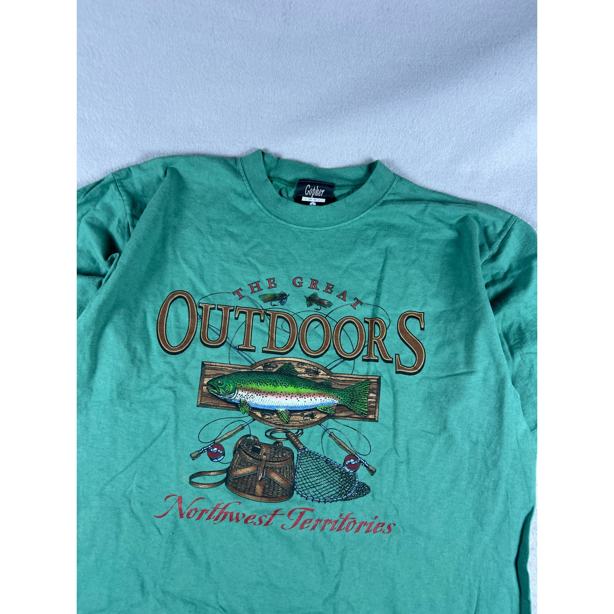 Vintage Gopher Northwest Territories Fishing T-Shirt - L