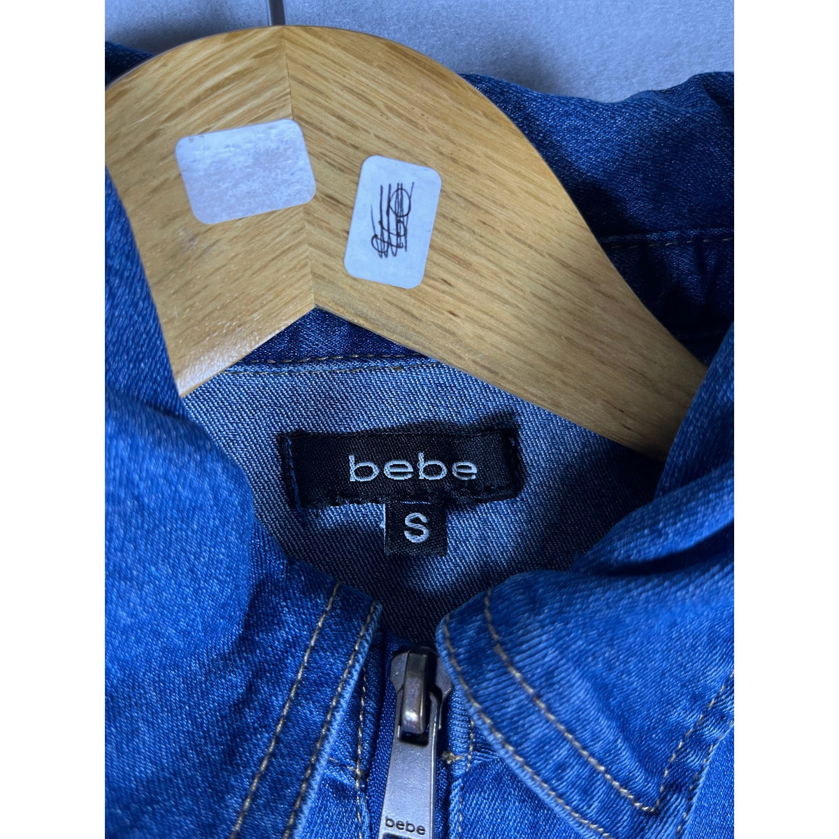 Bebe Denim Flare Leg Jumpsuit Womens - S