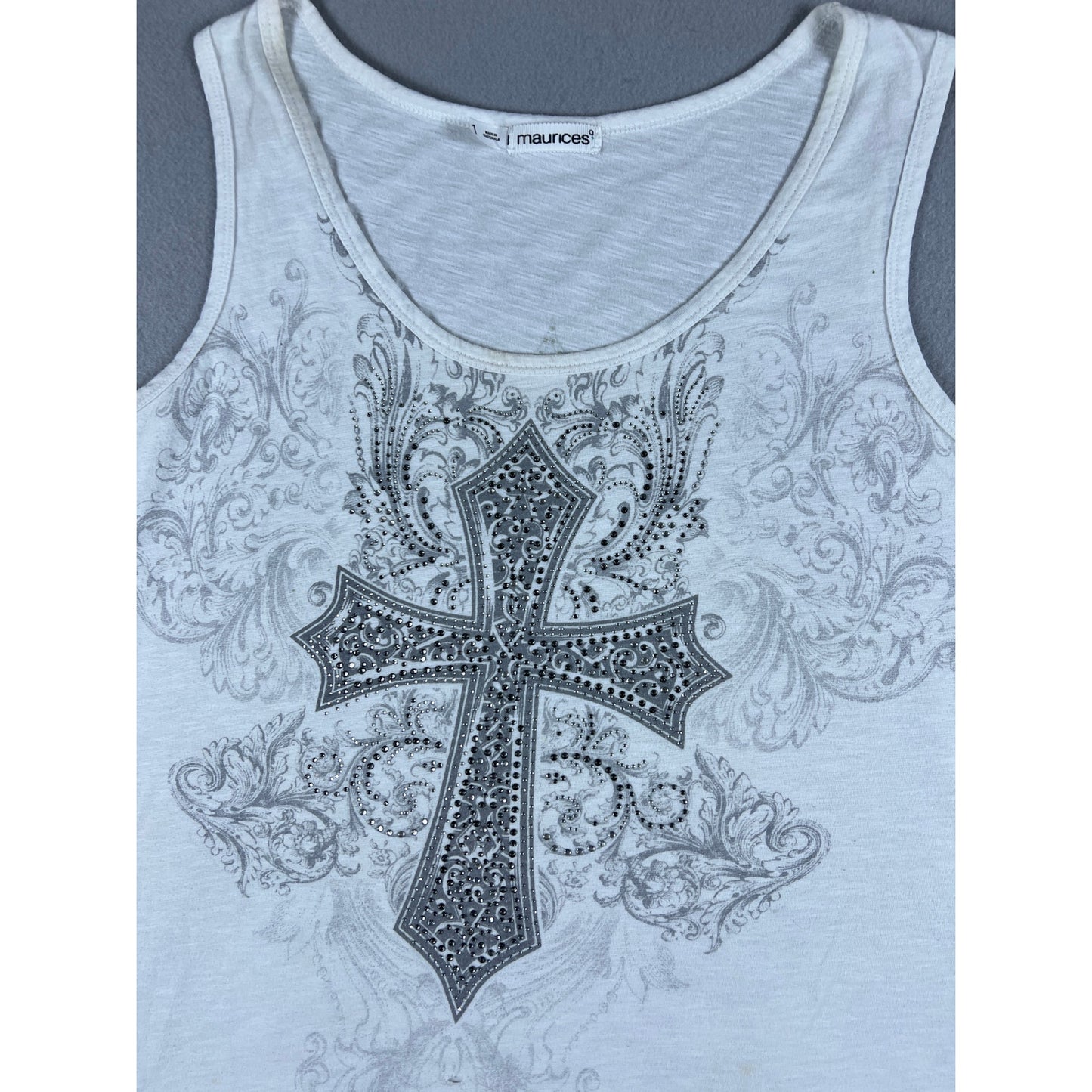 Maurices Y2K Rhinestone Cross Tank Top - 1X