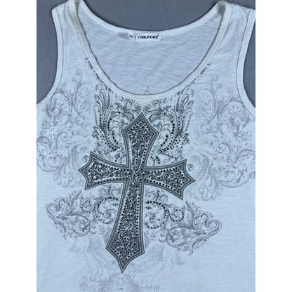 Maurices Y2K Rhinestone Cross Tank Top - 1X