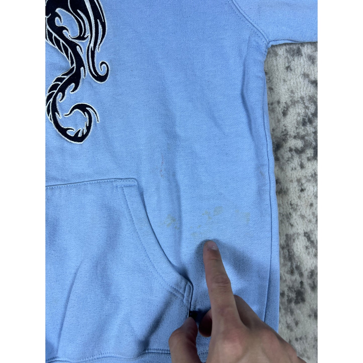 VTG Silver Point Blue Dragon Hoodie - XS