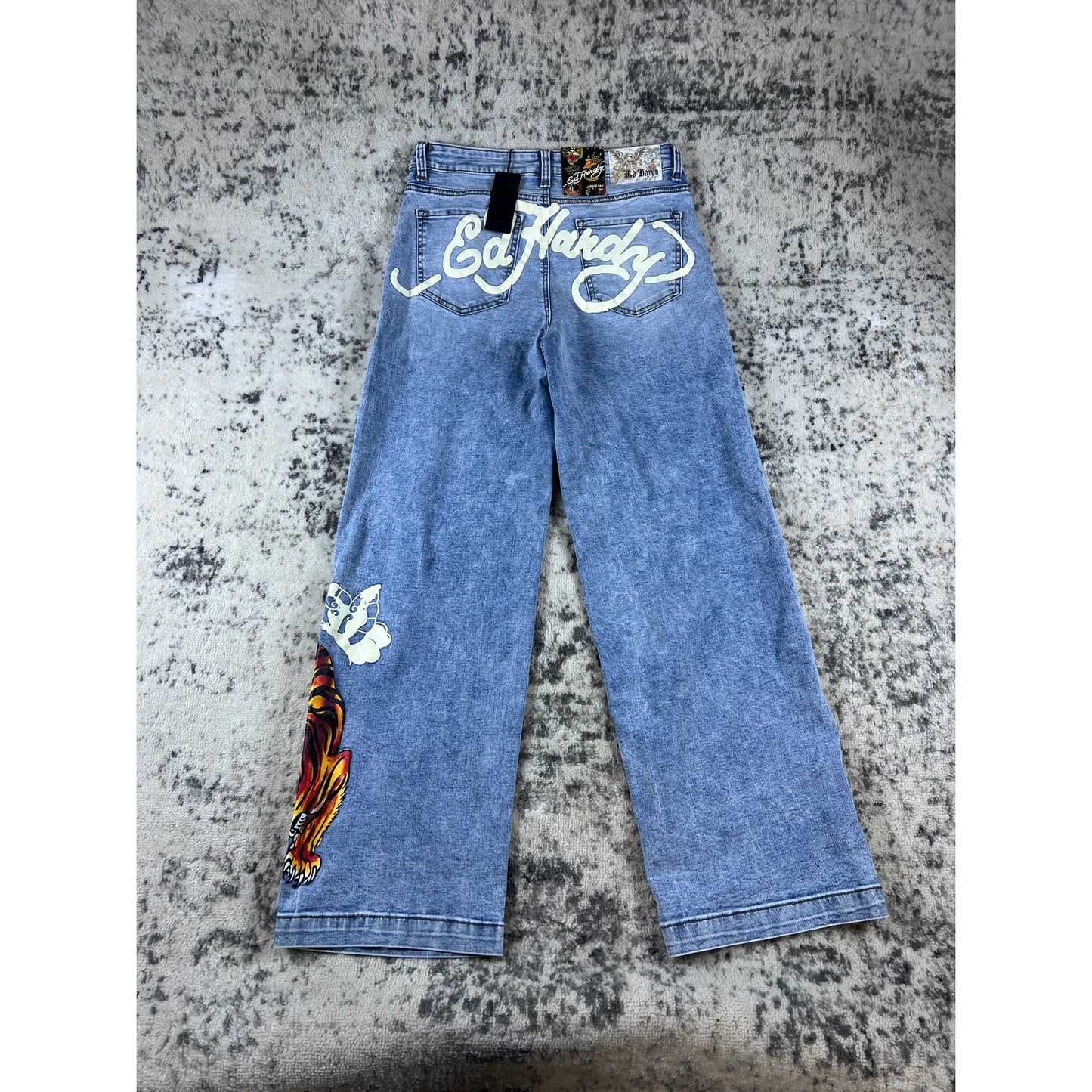 Ed Hardy Crawling Tiger Wide Leg Jeans - 30