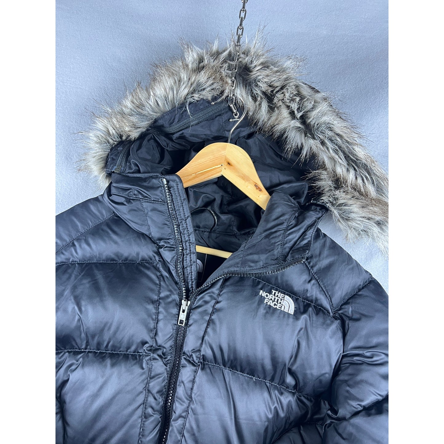 The North Face 550 Black Fur Down Jacket - L