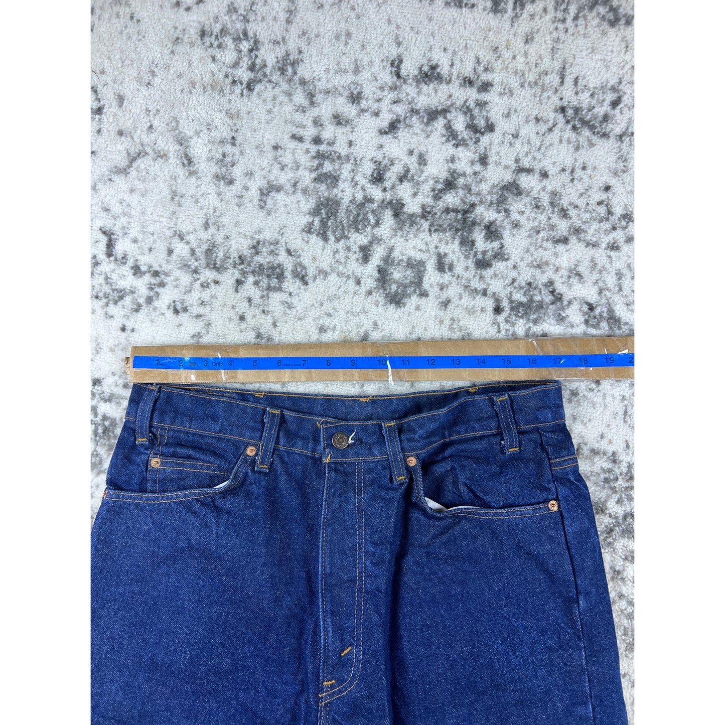 Vintage 1981 Levi's 517 Boot Cut Bell Bottom Jeans 36x34 Made USA Dark Wash Orange Tab