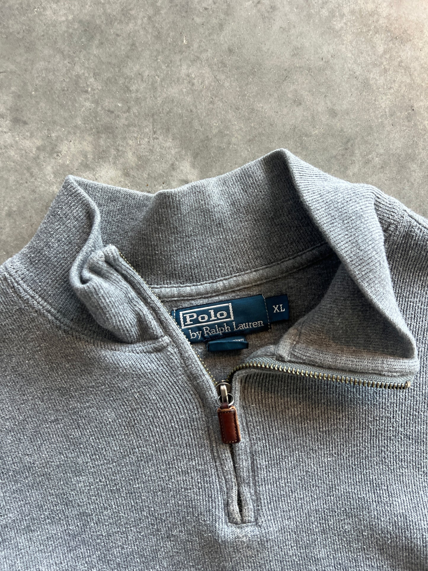 Vintage Heather Grey Polo Quarter Zip - XL