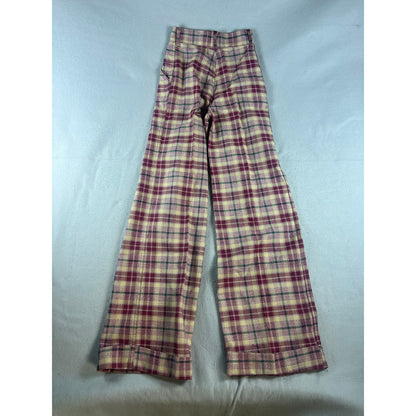 Vintage Womens High Waist Plaid Wide Leg Trousers - 23x31