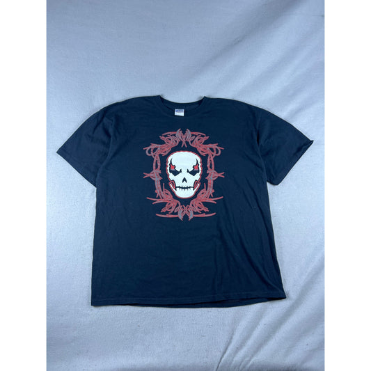 Grunge Y2K Skull Barbed Wire T-Shirt - XL