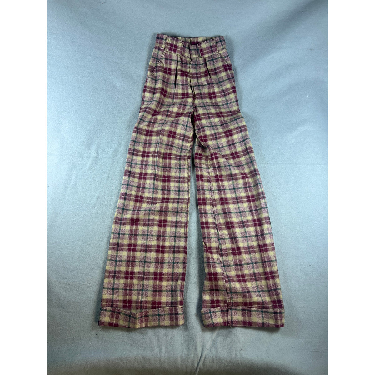 Vintage Womens High Waist Plaid Wide Leg Trousers - 23x31