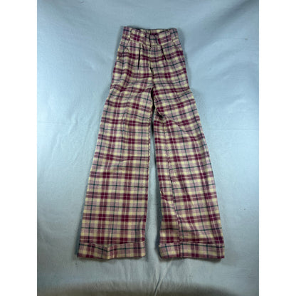 Vintage Womens High Waist Plaid Wide Leg Trousers - 23x31