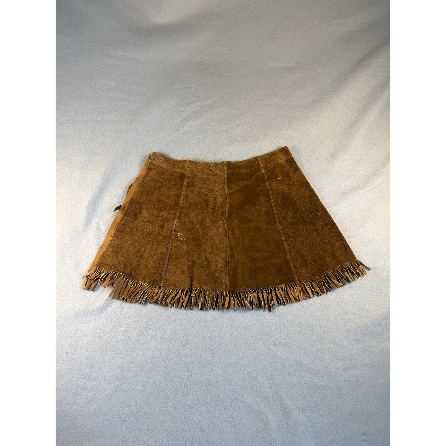 Vintage Suede Fringe Mini Skirt - 9
