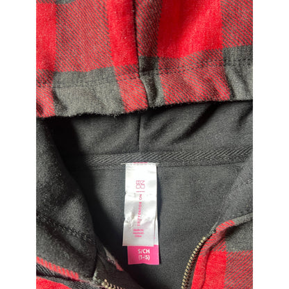 Vintage Y2k Checkered Red Hoodie Full Zip 2000's Extra Small