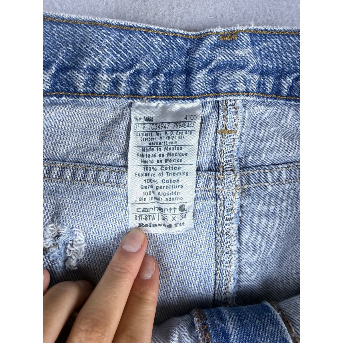 Carhartt Distressed Relaxed Straight Work Jeans - 38x34