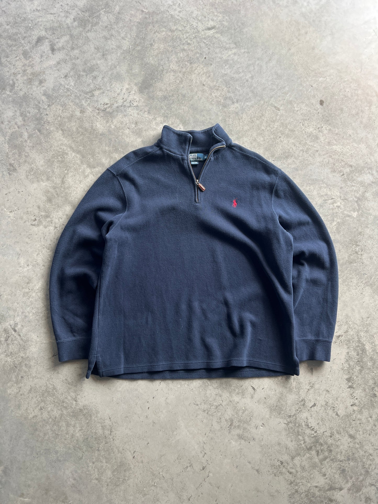 Vintage Navy Blue Polo Quarter Zip - XL