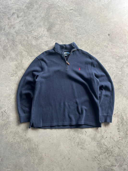 Vintage Navy Blue Polo Quarter Zip - XL