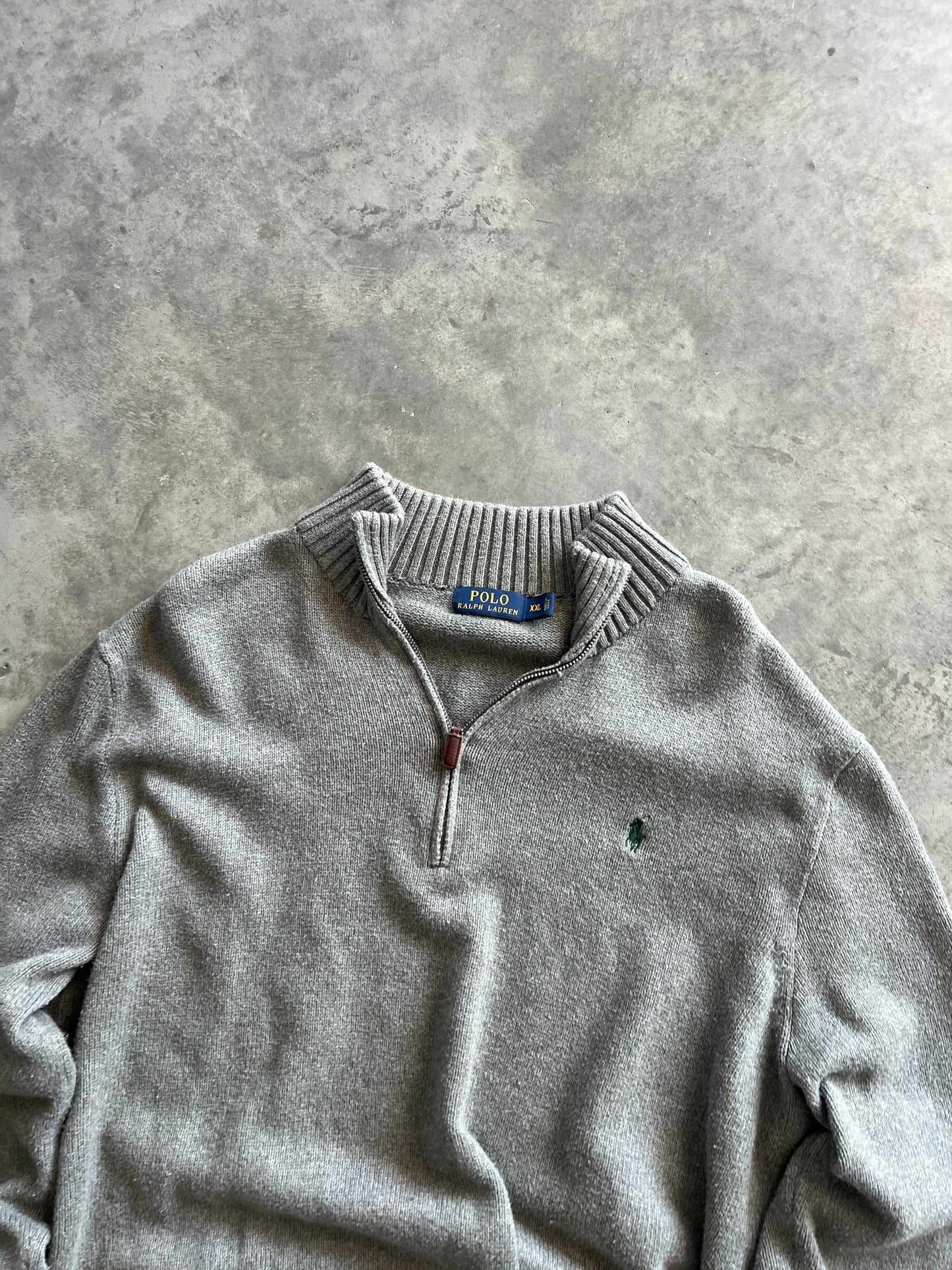 Vintage Grey Polo Quarter Zip - XL